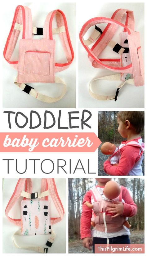 Follow these step-by-step instructions to make a baby carrier for a toddler. Just like mom's! Diy Doll Carrier, Baby Doll Carrier Pattern, Doll Carrier Pattern, Baby Carrier Pattern, Diy Baby Carrier, Pilgrim Life, Baby Dolls For Toddlers, Baby Doll Carrier, Baby Diy Projects