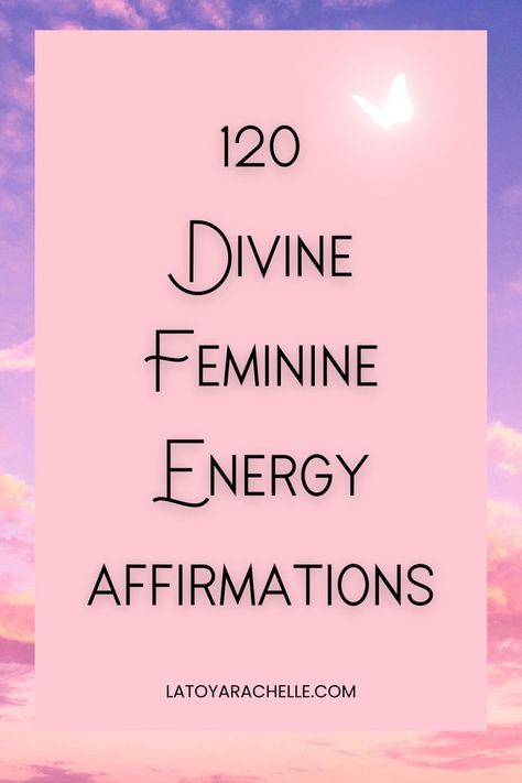 text reads - 120 divine feminine energy affirmations Divine Feminine Affirmations, Goddess Affirmations, Feminine Affirmations, Energy Affirmations, Feminine Essence, Feminine Energy Aesthetic, Divine Feminine Energy, Affirmations For Women, Goddess Energy