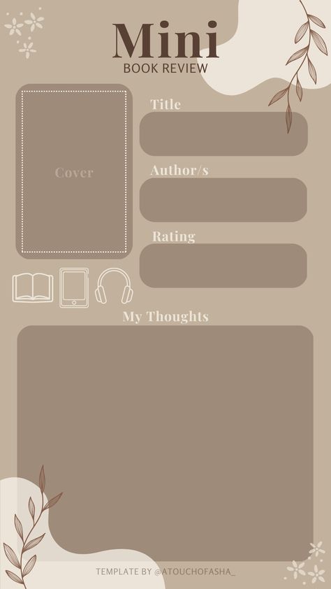 Book Review Instagram Story Template, Bookstagram Template Instagram, Booksta Templates, Book Review Instagram, Good Notes Book Review, Just Finished Book Template, Template For Book Review, Cute Book Review Template, Book Review Background