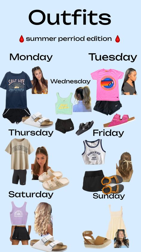 #period #periodfit #summerfits Period Summer Outfits, Summer Period Outfit, Outfits For When You Are On Your Period, What To Wear On Your Period, Outfits To Wear On Your Period, Period Outfits For School Comfy, Period Outfit Comfy, Period Outfits For School, Period Outfits