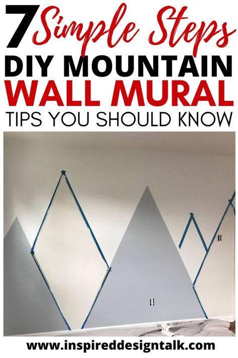 nursery mountain mural Mountain Mural Kids Room, Nursery Mountain Mural, Diy Mountain Mural, Mountain Nursery Wall, Diy Mountain, Nursery Inspiration Girl, Mural Diy, Kids Room Wall Murals, Diy Wall Design