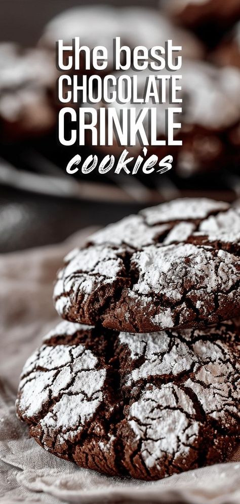 Chocolate Crinkle Cookies [30 Minutes] – Chasety Chocolate Crinkle Cookie Recipe, Chocolate Crinkle Cookie, Christmas Crinkle Cookies, Crinkles Recipe, Powdered Sugar Cookies, Chocolate Crinkle Cookies Recipe, Chocolate Crumble, Crinkle Cookies Recipe, Chocolate Crinkle