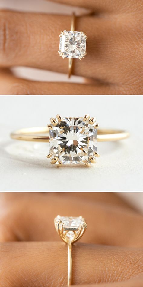 Triple Prong Engagement Ring, Ring Inspo, Engagement Rings Princess, Future Engagement Rings, Princess Cut Engagement Rings, Princess Cut Rings, Simple Engagement Rings, Engagement Ring Diamond Cut, Radiant Cut Diamond