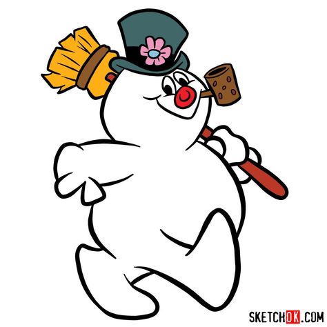 How to draw Frosty the Snowman - Step by step drawing tutorials Frosty The Snowman Characters, Snowman Wallpaper, Snowman Cartoon, Snowman Images, Snowman Svg, Printable Snowman, Snowman Clipart, Christmas Yard Art, Frosty The Snowman