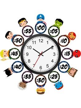 Superhero Clock Labels Clock Labels, Teacher Store, Teachers Pay Teachers, Classroom Management, Educational Resources, Wall Clock, Clock, Created By, Marvel