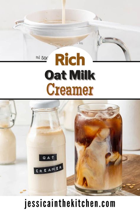 Rich Oat Milk Creamer is a great vegan alternative to regular creamer. Oat milk is a great choice for making your own coffee creamer. It’s creamy and adds a subtly sweet flavor to your coffee without overpowering it. With the right ingredients, you can make your own delicious oat milk creamer that’s much healthier than store-bought creamers. This oat milk creamer is incredibly easy to make and requires no special equipment or ingredients. Plus, you can customize the flavorings too! Dairy Free Creamer Coffee, Vegan Homemade Coffee Creamer, Coffee Creamer Recipe Non Dairy, Homemade Vegan Creamer, Homemade Creamer Non Dairy, Make Your Own Creamer Recipes, Diy Vegan Creamer, Diy Oat Creamer, Oat Coffee Creamer