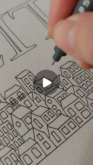 Collage Drawing Ideas Doodles, Line Drawing Inspiration, Doodle Houses Drawing, Collage Architecture Illustration, Sketch Ideas Architecture, City Doodle Art, Pen Art Work Illustrations, Drawing With Sketch Pens, Colourful Doodle Art Drawings