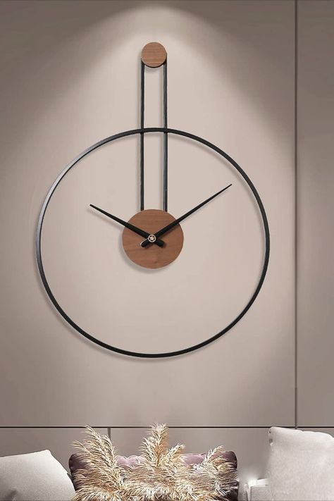 Clocks Wall Living Room, Modern Decor Accessories, Living Room Clocks, Wall Clocks Living Room, Clock Living Room, Interior Vintage, Home Decor Ideas Living Room, Modern Wall Clock, Mid Century Modern Living Room