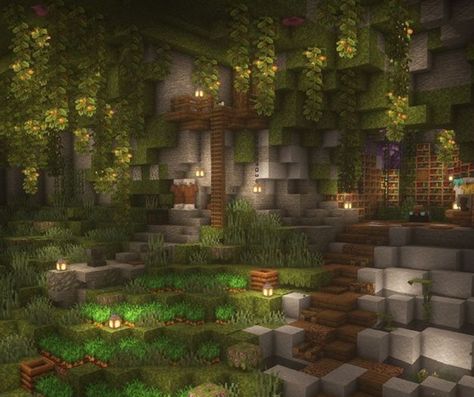 Minecraft Cave House Ideas Outside, Cave Houses In Minecraft, House In A Cave Minecraft, Minecraft Building Ideas Cave House, Lush Cave Hobbit Hole Minecraft, Minecraft House Cave Ideas, Underground Cave Minecraft, Inside Cave Houses Minecraft, Minecraft Houses Lush Caves