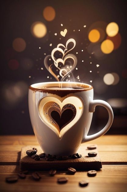 Photo coffee in a lovely mug in shape of... | Premium Photo #Freepik #photo Coffee Images Beautiful, Coffee Images Pictures, Coffee Quotes Morning, Shape Of Heart, Morning Winter, Mug Of Coffee, Burnt Coffee, Coffee Board, Coffee Cup Art