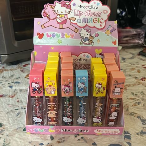 Hello Kitty $6 Each Lip Gloss Hello Kitty, Hello Kitty Lip Gloss, Hello Kitty Products, Sanrio Makeup, Teletubbies Costume, Sanrio Store, Anime Cake, Money Wallpaper Iphone, Hello Kitty Merchandise