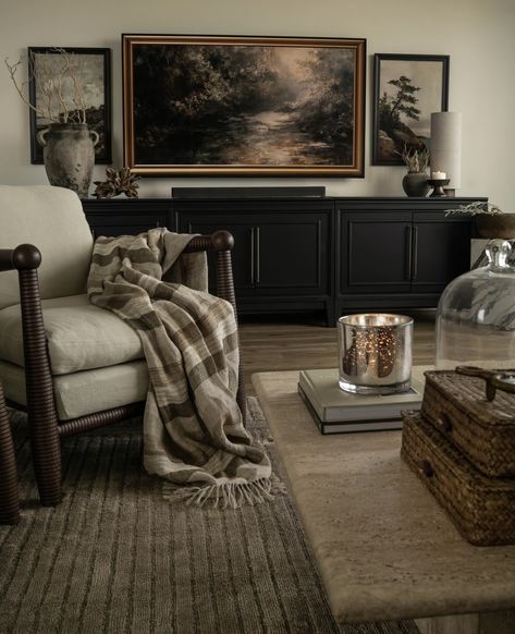 Moody But Light Living Room, Moody Living Room Lighting, Cozy Moody Living Room, Moody Living Room, Fall Guy, Earthy Home, Weather Today, Transitional Living Rooms, Too Soon