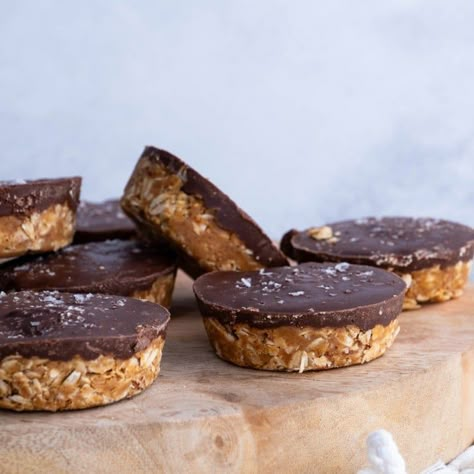 No-Bake Oatmeal Peanut Butter Cups - The Roasted Root Bake Snacks, Almond Butter Cups, Bake Oatmeal, Cow Quotes, Oatmeal Peanut Butter, Healthy Peanut Butter Cups, Almond Butter Recipes, Healthier Treats, Peanut Butter Oats