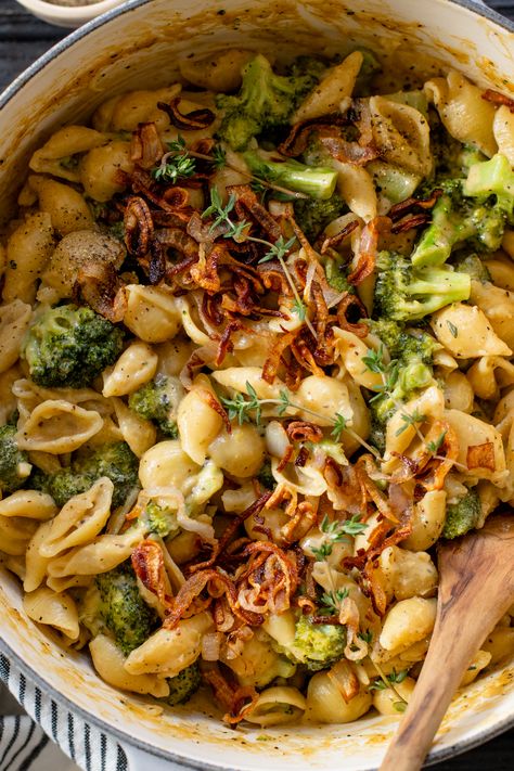 Creamy Vegan Broccoli & Shells - This Savory Vegan Vegan 1 Pot Meals, Inexpensive Vegan Meals, Nourishing Vegan Meals, Easy Pasta No Meat, Quick Healthy Meals Vegetarian, Cozy Vegan Dinner, Vegan Inspo Aesthetic, Vegan Broccoli Pasta Recipes, Vegan Pasta Dinner Recipes