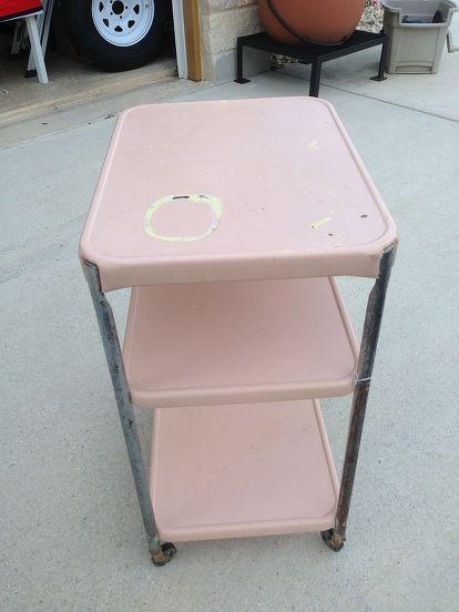 new old 1950 s cosco cart, painted furniture, repurposing upcycling Vintage Cosco Cart, Metal Cart Makeover, Cosco Cart, Red Stool, Tea Carts, Vintage Carts, Chalk Paint Makeover, Vintage Cart, Metal Cart