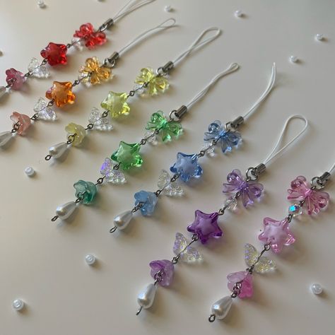 ❝ rainbow phone charms ❞ 🌈✨ ✧ please read highlights before purchasing‼️ ✧ dm to purchase (if dms don’t work, comment your order) ↝ $10.50 [ available ] 🏷️ #rainbow #star #handmade #diy #keychains #phonecharms #jewelry #beads #trinket #accessories #smallbusiness #aesthetic #shopsmall #explore #explorepage #viral #fyp #art Cell Phone Charms, Beading Jewelery, Handmade Jewelry Tutorials, Rainbow Beads, Beaded Accessories, Beaded Keychains, Funky Jewelry, Jewelry Making Tutorials, Phone Charm