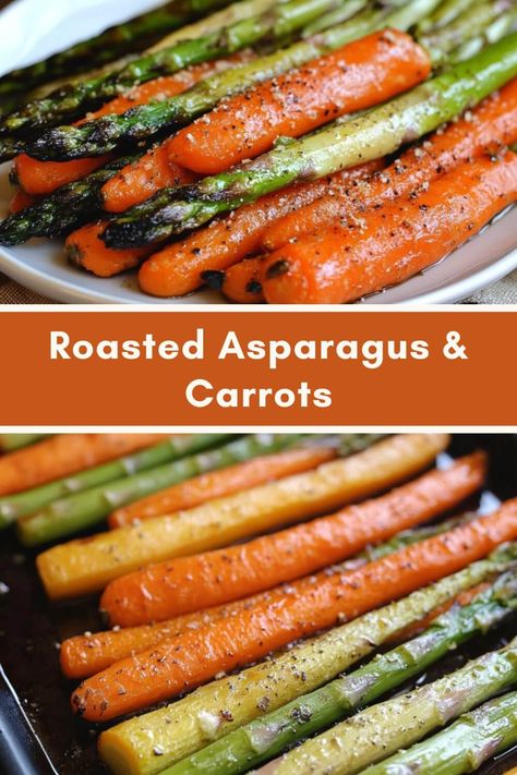 Roasted Asparagus & Carrots Asparagus Side Dishes For Thanksgiving, Roster Asparagus, Carrots Asparagus Roasted, Asparagus Carrots Recipes, Christmas Asparagus Recipes, Asparagus And Carrots Recipes, Asparagus Tomato Recipes, Oven Roasted Asparagus Recipes, Asparagus Sides