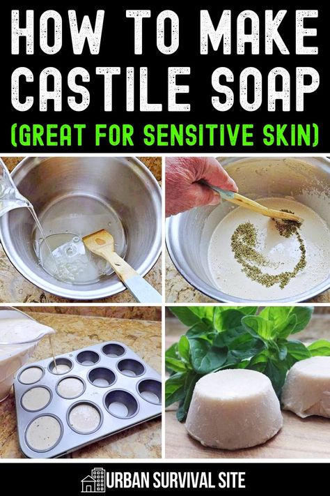 While some soap recipes are complex, Castile soap is actually quite simple. The primary benefit of Castile soap is its gentleness. That’s largely due to the fact that it’s made with olive oil and has no harsh additives or chemicals that show up in other types of soap.  It’s used for both bathing and laundering and doesn't strip away essential oils from the body when used. Here's how to make castile soap from scratch. Soft Soap, Diy Castile Soap Recipes, Castille Soap Recipes, Make Your Own Soap, Simple Soap Recipes, Homemade Toiletries, Basic Soap Recipe, Homemade Castile Soap, How To Make Soap Without Lye