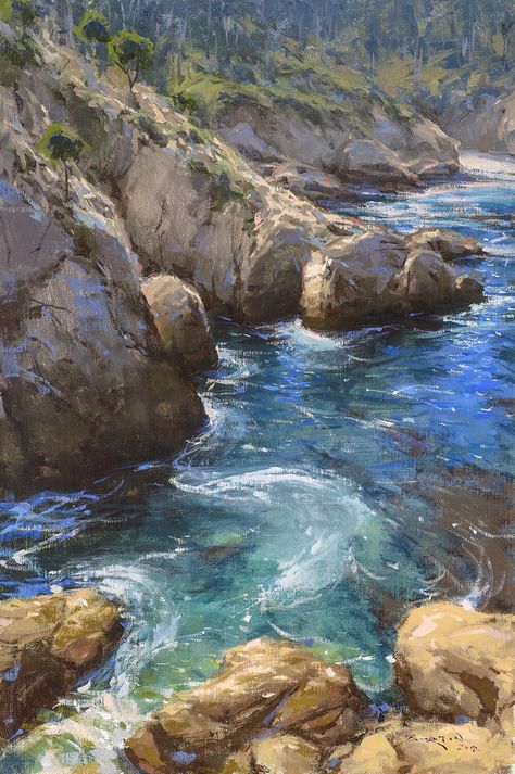 Tre Kunst, Canvas For Beginners, Soyut Sanat Tabloları, 수채화 그림, Ocean Painting, Impressionist Paintings, Beginner Painting, Water Painting, Painting Art Projects