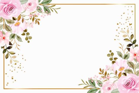 Pink flower frame background with waterc... | Free Vector #Freepik #freevector #flower #frame #watercolor #floral Pink Floral Frame Background, Floral Frame Background Flower, Flower Frame Background, Pink Flower Border, Pink Flower Background, Marco Floral, Border Flowers, Floral Watercolor Background, Pink Floral Background