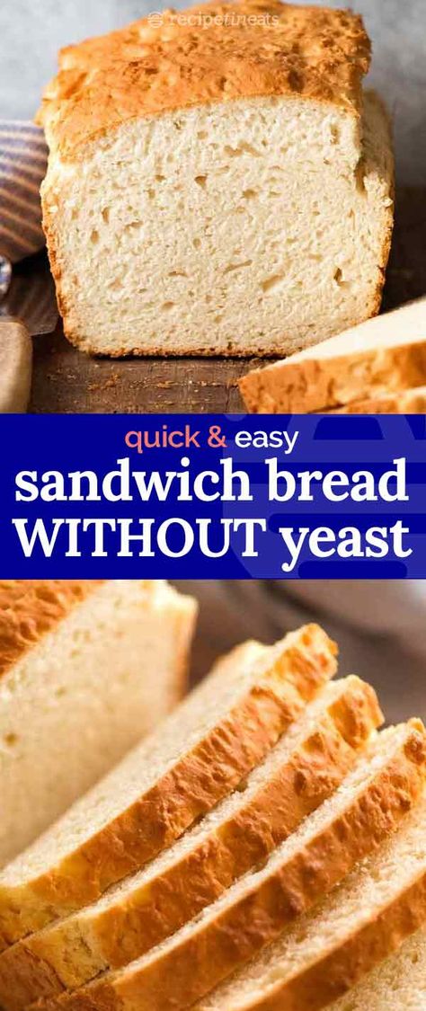 Homemade Bread Without Yeast, Yeast Free Recipes, Bread Without Yeast, Bread Quick, Yeast Free Breads, No Yeast Bread, Homemade Bread Recipes Easy, Homemade Bread Easy, Yeast Bread Recipes