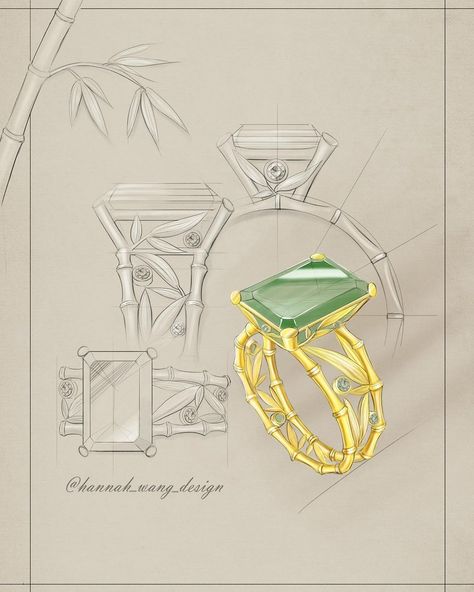 Jewelry & Watch Designer on Instagram: “The presentation sketch of the bamboo ring 💛 Exploring some color renderings with digital illustration. #summer #jewelrydesign…” Bamboo Jewelry Design, Jewellery Presentation Ideas, Ring Sketch Drawing, Jewelry Sketch Drawing, Jewellery Sketches Illustration, Jewelry Illustration Design, Watch Design Sketch, Jewelry Sketch Design, Jewelry Illustration Art