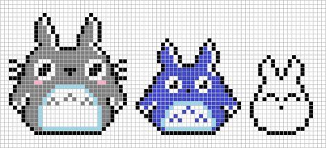 Totoro Graph, Cross Stitch Totoro, Totoro Cross Stitch Pattern, Studio Ghibli Cross Stitch Pattern, Rat Cross Stitch, Studio Ghibli Pixel Art, Studio Ghibli Cross Stitch, Totoro Cross Stitch, Totoro Pattern