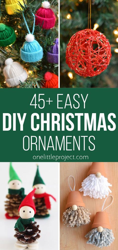 Christmas Ornament Recipe, Winter Themed Crafts For Adults, Ornament Theme Ideas, Yarn Ornaments, Easy Diy Christmas Ornaments, Homemade Christmas Tree, Winter Projects, Kindergarten Gifts, Diy Christmas Ornaments Easy