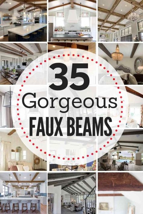 35 gorgeous faux wood beams Fake Beams Ceiling, Wood Beams Living Room, Fake Wood Beams, Ceiling Beams Living Room, Vaulted Ceiling Beams, Faux Ceiling Beams, Ceiling Diy, Beams Living Room, Vaulted Ceiling Living Room