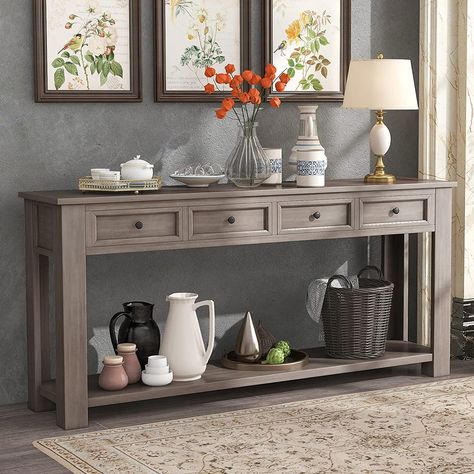 Hallway Sofa, Sofa Table With Drawers, Table For Entryway, Sofa Table With Storage, Long Sofa Table, Long Console Table, Chic Sofa, Console Table With Drawers, Table With Drawers