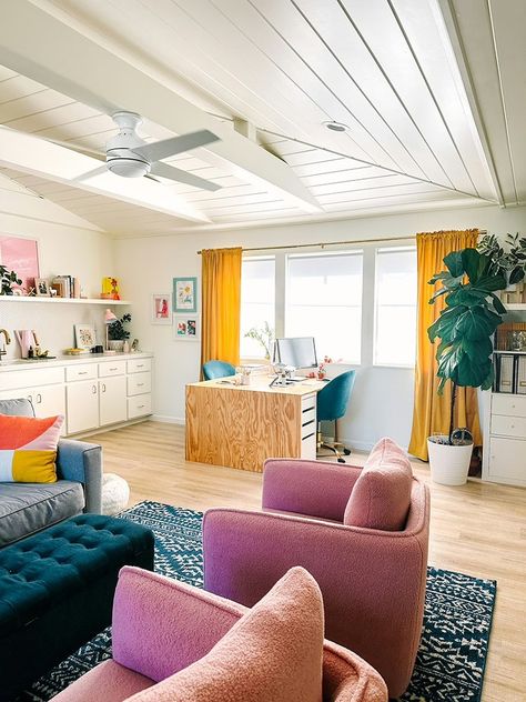 Creating a Kids' Hangout Room and Guest Space » Lovely Indeed College Hangout Room Ideas, Girls Lounge Room Ideas, Teen Hang Out Space, Teen Girl Hangout Room, Girl Hangout Room, Large Bonus Room Ideas, Teenage Hangout Room Ideas, Teen Tv Room, Small Teen Hangout Room