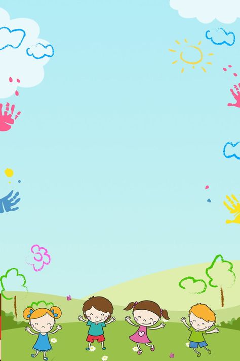 Simple Kid Grass Play Background Play Background, International Children's Day, Colorful Borders Design, Kids Background, Seni Dan Kraf, Powerpoint Background Design, Poster Background Design, Kids Frames, Cartoon Background