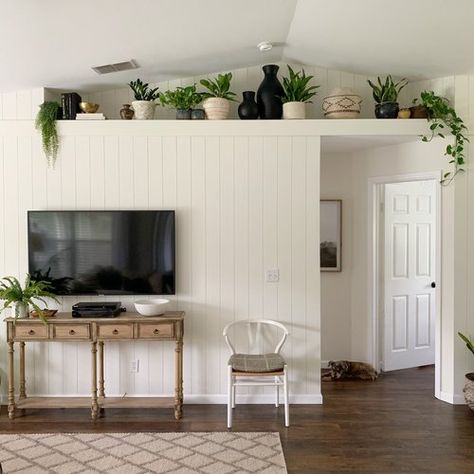 Indoor Ledge Decor, Ceiling Nook Decor Ideas, Living Room Ledge Decor Vaulted Ceilings Modern, Vaulted Ceiling Plant Shelf Decor, Planter Shelf Decor Ideas, Vaulted Ceiling Ledge Decor, Soffit Decorating Ideas, High Ledge Decorating Ideas Living Rooms, Living Room Ledge Decor Vaulted Ceilings