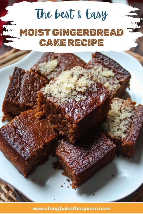 Savor the flavor of the season with this Easy and Moist Gingerbread Cake! A delightful mix of spices, honey, and brown sugar creates a comforting, moist treat perfect for any occasion. Ready in just 50 minutes, it's ideal for a cozy family dessert or a festive gathering. Want a heartwarming, delicious bake? Try this recipe today and fill your home with the aroma of spices! Ginger Snack Cake, Super Moist Gingerbread Cake, Moist Gingerbread Bundt Cake, Gf Gingerbread Cake, Homemade Gingerbread Cake, Gingerbread Topping Ideas, Ginger Bread Cake Mix Recipes, Gingerbread Spice Cake, Easy Honey Cake