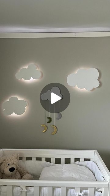 ODA EMILIE on Instagram: "DIY; lamper til barnerommet 🌙🤍   _ #diy #baby #interior #design #interiordesign #lampe #cloud #barnerom #diyideas" Baby Room Lamp, Cloud Light Nursery, Cloud Lights Diy, Kids Lamp Diy, Diy Nursery Lamp, Cloud Nursery, Diy Cloud Light, Cloud Lamp Diy, Wall Lights Diy