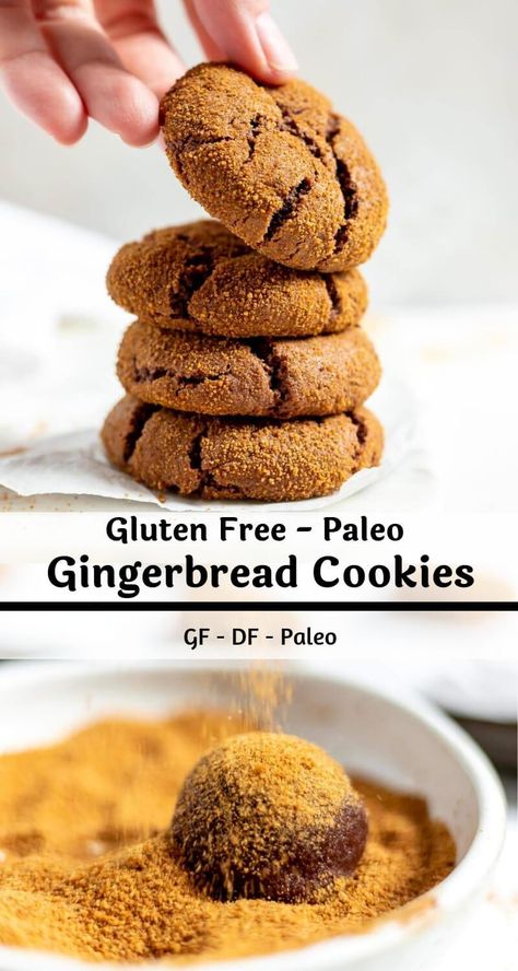 This Gluten Free Ginger Cookies Recipe is great for a special treat around the holidays. Gingerbread Cookies are always a fantastic addition to any Christmas Cookie platter. This cookie recipe is Gluten Free, Dairy Free and Paleo friendly. Gluten Free Ginger Cookies, Paleo Christmas Cookies, Paleo Gingerbread Cookies, Ginger Cookies Recipe, Paleo Gingerbread, Ginger Cookie Recipes, Cookie Platter, Paleo Cookies, Ginger Molasses Cookies