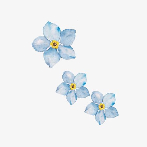 flores que me gustan Blue Flowers Aesthetic Painting, Small Flowers Watercolor, Blue Flower Drawing Aesthetic, Drawing Blue Flowers, Blue Flowers Drawing Simple, Blue Water Colour Flowers, Hand Painted Stickers, Small Blue Flower Tattoo, Watercolour Blue Flowers