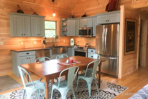 Haze Cabinets, Log Cabin Kitchens Cabinets, Small Log Cabin Kitchens, Cabin Kitchen Cabinets, Log Cabin Kitchen Ideas, Small Cabin Kitchens, Cozy Cabin Kitchen, Framed Cabinets, Log Cabin Kitchens