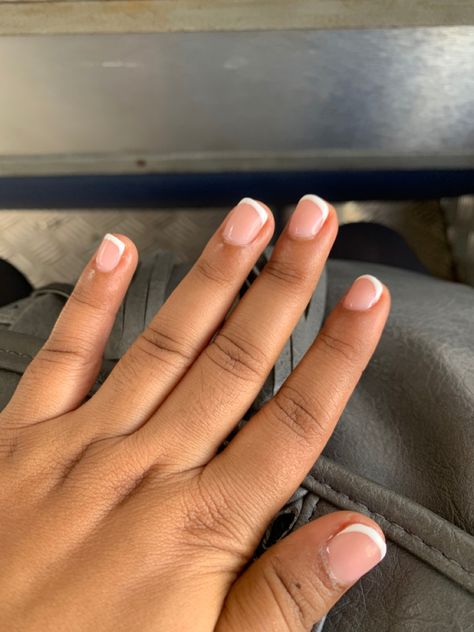 Very Short Natural Acrylic Nails, Real Nail French Tip, Gel On Real Nails Short, Polygel On Short Nails, Short Gel Natural Nails, Natural Nail Designs On Real Nail, Gel Nails Natural Nail Short, Natural Nails With Gel Polish, Nurse Friendly Nails