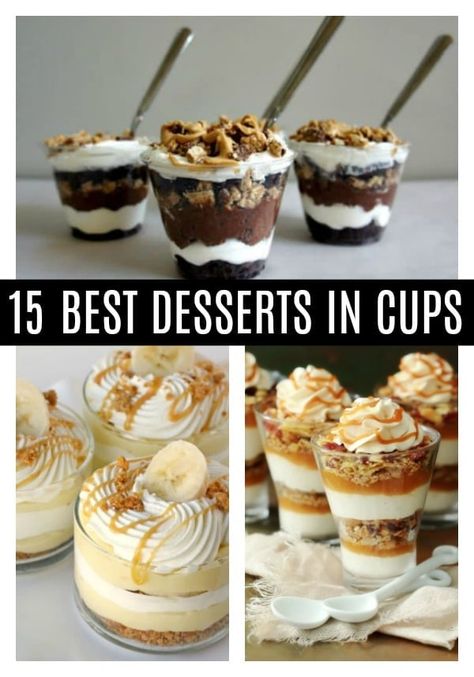 15 Best Desserts in Cups - Dessert Cups - Pretty My Party Easy Desserts In A Cup, Desserts In Cups, Desserts In A Cup, Dessert Shooters Recipes, Shot Glass Desserts, Mason Jar Desserts, Dessert Cups Recipes, Mini Dessert Recipes, Dessert Shooters