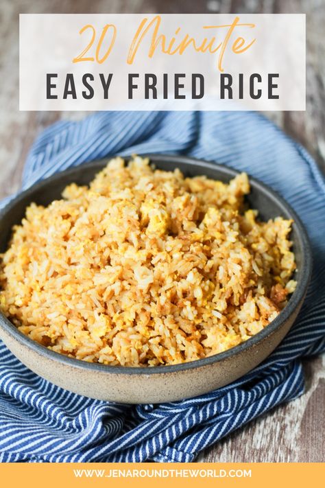 20-Minute Easy Fried Rice - Jen Around the World Quick Easy Fried Rice, Fried Rice Recipe No Veggies, Leftover Jasmine Rice Recipes, Fried Rice No Veggies, Fried Rice Without Vegetables, Leftover White Rice Recipes, Egg Fried Rice Recipe Easy, Plain Fried Rice, Simple Fried Rice