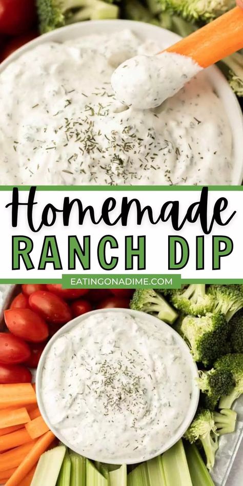 Homemade ranch dip - learn how to make ranch dip Best Homemade Ranch, Veggie Dip Recipe, Ranch Dressing Dip, Ranch Dressing Recipe Homemade, Homemade Ranch Dip, Ranch Dip Recipe, Homemade Ranch Seasoning, Vegetable Dips, Sour Cream Dip