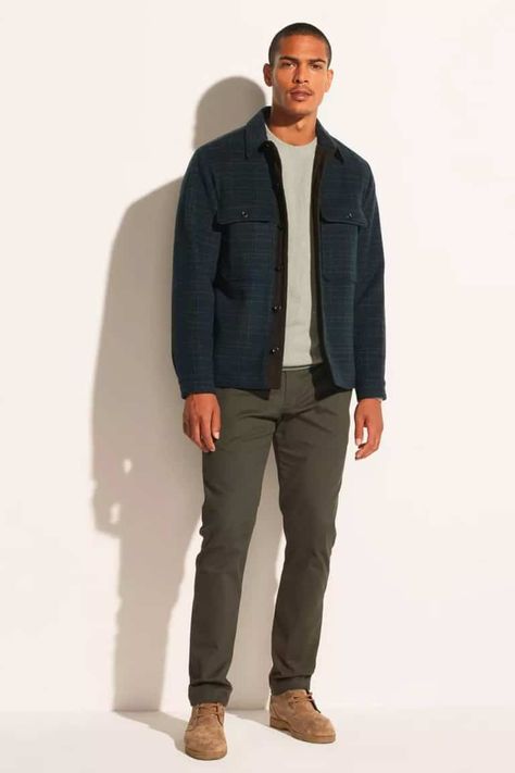 28 Stylish Fall Outfits For Men: How To Dress For Fall 2022 Semi Business Attire Men, Men Masculine Style, Mens Fall Outfits With Sneakers, Overshirt Men Outfit Winter, Man Thanksgiving Outfit, Brown Skin Clothes Color Men, Men’s Olive Pants Outfit, Men’s Navy Blue Pants Outfit, Mens Casual Outfits Over 40