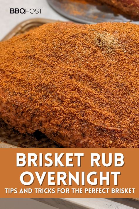 When cooked to perfection, beef brisket is a delicious cut of meat that everyone loves. In the South, a popular way to cook it is by slowly smoking it on a grill. Applying a brisket rub beforehand enhances the flavor. Whether you use a dry rub or a wet rub, timing is key. Should you apply the rub overnight? This article explores the pros and cons of using a brisket rub overnight to achieve a tender juicy smoked brisket for your next barbecue. Smoked Brisket On Charcoal Grill, Grilling Brisket On Gas Grill, Brisket Recipes Rub, Rub For Brisket Smokers, Easy Smoked Brisket Recipes, How To Season Brisket, Brisket Recipes Smoked Grill, Smoked Bbq Brisket, Overnight Smoked Brisket