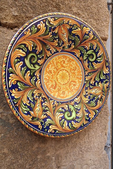 Scrumpdillyicious: Caltagirone: Sicily's Colourful Capital of Ceramics Sicilian Pottery, Painted Ceramics, Miniature Schnauzer Puppies, Wine Bucket, Handmade Plates, Schnauzer Puppy, Italian Pottery, Italian Ceramics, Decor Figurines