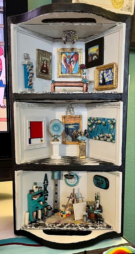 Mini Museum Ideas, Diorama School Projects, Museum In A Box Project, Mini Museum Art Project, Mini Art Museum, Miniature Art Gallery Diy, Miniature Museum Diy, Art Display Ideas Exhibitions, Diorama Museum