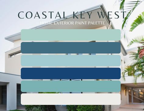 Exterior Coastal Key West Paint Colors, Beach House Exterior Paint Color Collection, Exterior Florida Keys Paint, Exterior Paint Colors - Etsy UK Paint Colors Beach House, Beach House Exterior Paint Colors, Coastal Exterior House Colors, Exterior Paint Palette, Exterior Paint Color Schemes, Beach Camper, Coastal Exterior, Key West Style, House Exterior Paint