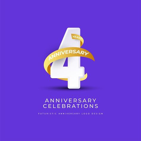 Anniversary Poster Design Ideas, 4 Logo Design Number, Company Anniversary Poster, Company Anniversary Design, Fashion And Beauty Logo, 4 Year Anniversary, Company Anniversary, Logo Design Concept, Ads Creative Advertising Ideas