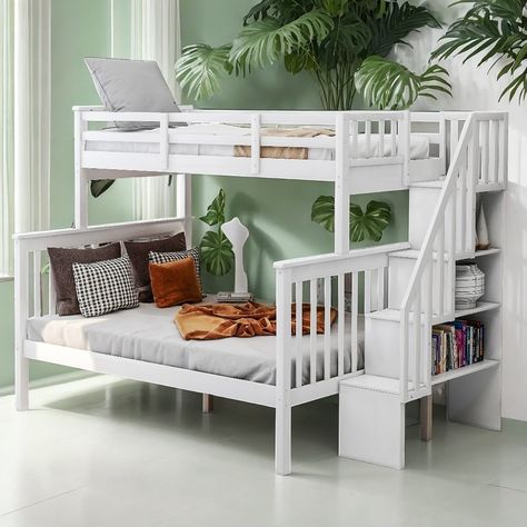 Product Description Bunk beds are a lot of fun, they're also super practical, but if you want a bunk bed with elegance and style - this one has it in spades, this Twin-Over-Twin Bunk Bed with Trundle and Stairs is perfect for your home. Storage Staircase, Bunk Bed With Storage, Bunk Beds With Storage, Bed With Trundle, Bunk Bed With Trundle, Full Bunk Beds, Bed With Storage, Twin Bunk Beds, Kids Bedroom Furniture