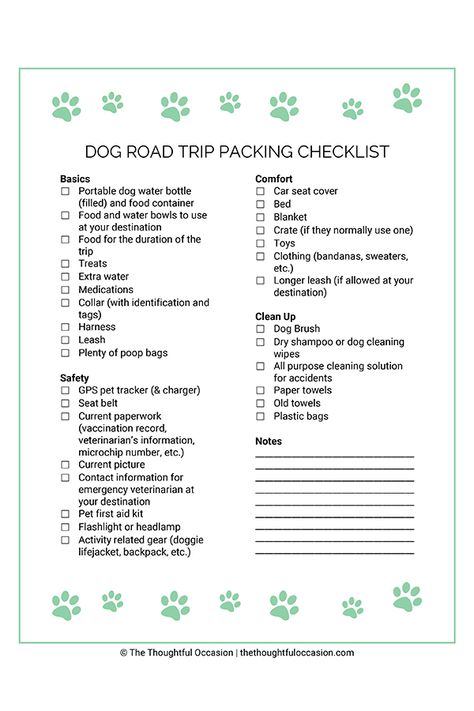 Road trip coming up with your dog?  Make sure you have everything you'll need with this checklist.